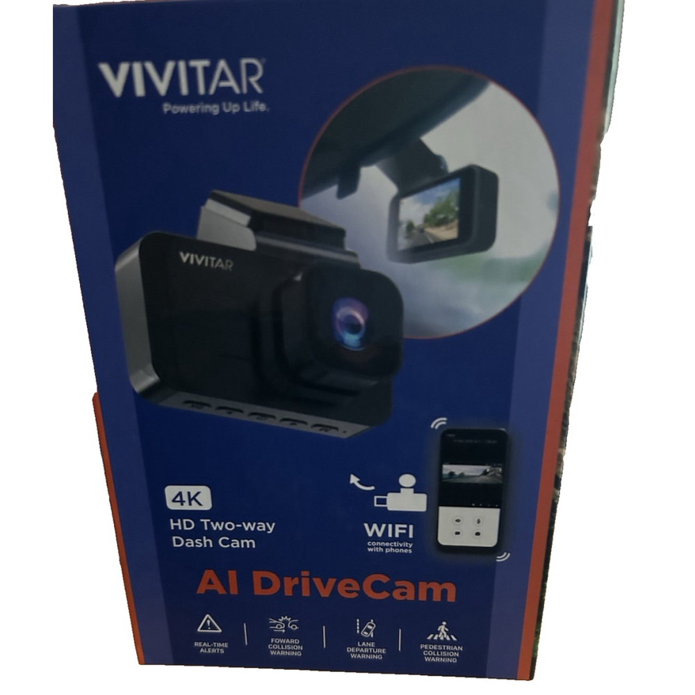 Vivitar AI Drive Cam 4K HD Two-way Dash Cam New Black Built in WiFI & GPS